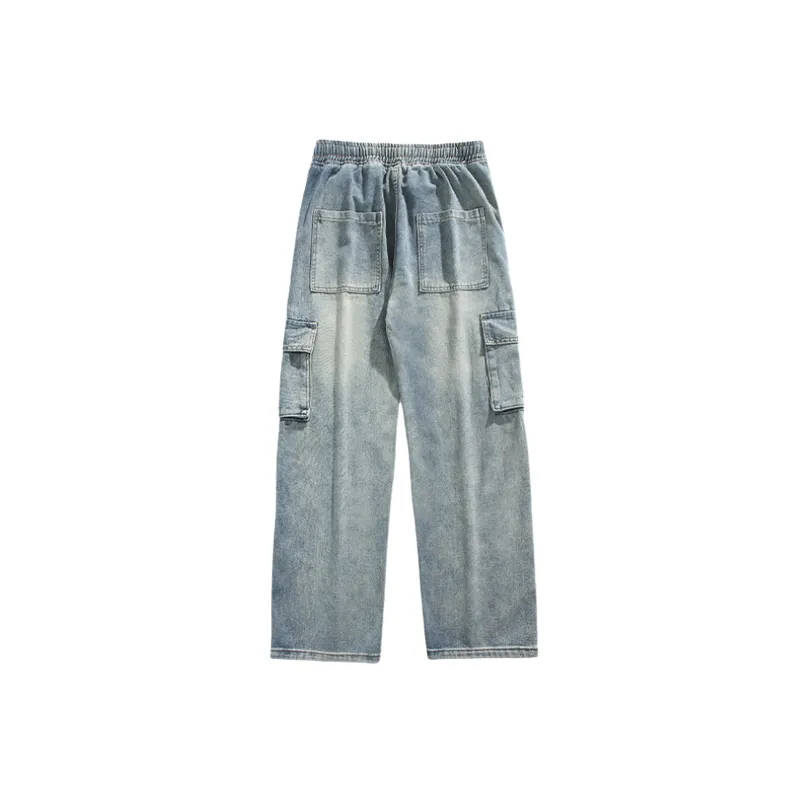 Cool Loose Denim Cargo Pants-1