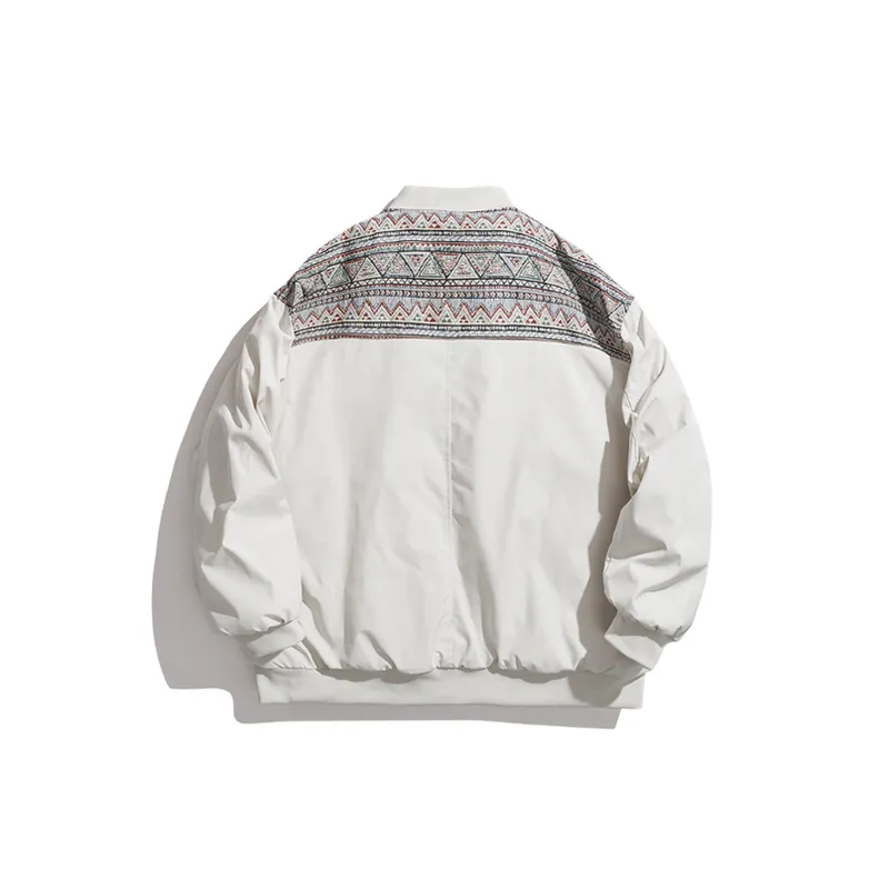 Ethnic Style Patchwork Baseball Jacket-1