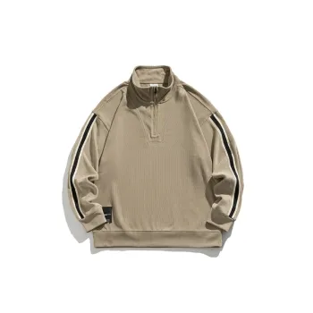 Weighty Stand Collar Trendy Half Zipper Pullover Loose Outerwear