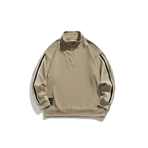 Weighty Stand Collar Trendy Half Zipper Pullover Loose Outerwear