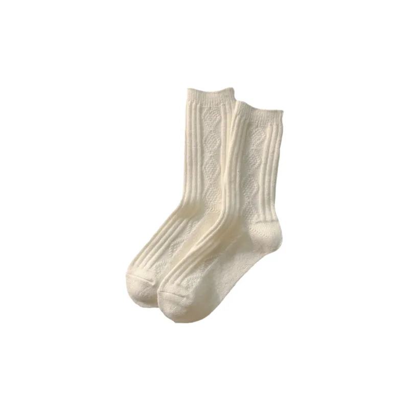 Warming Simple Wool Mid Calf Sock-0