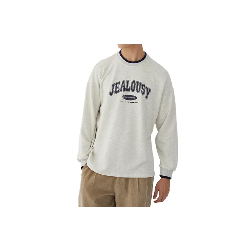 Embroidered Letters Oversize Long Sleeve Sweatshirt-2