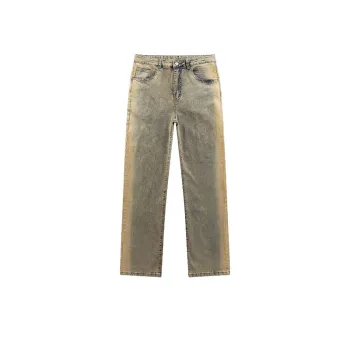 HELIPORT Apron Side Slit Yellow Mud Dyed Jeans