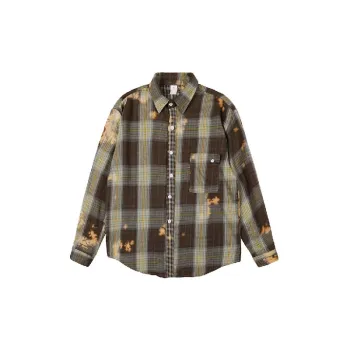 Casual Washed Tie Dye Plaid Shirt
