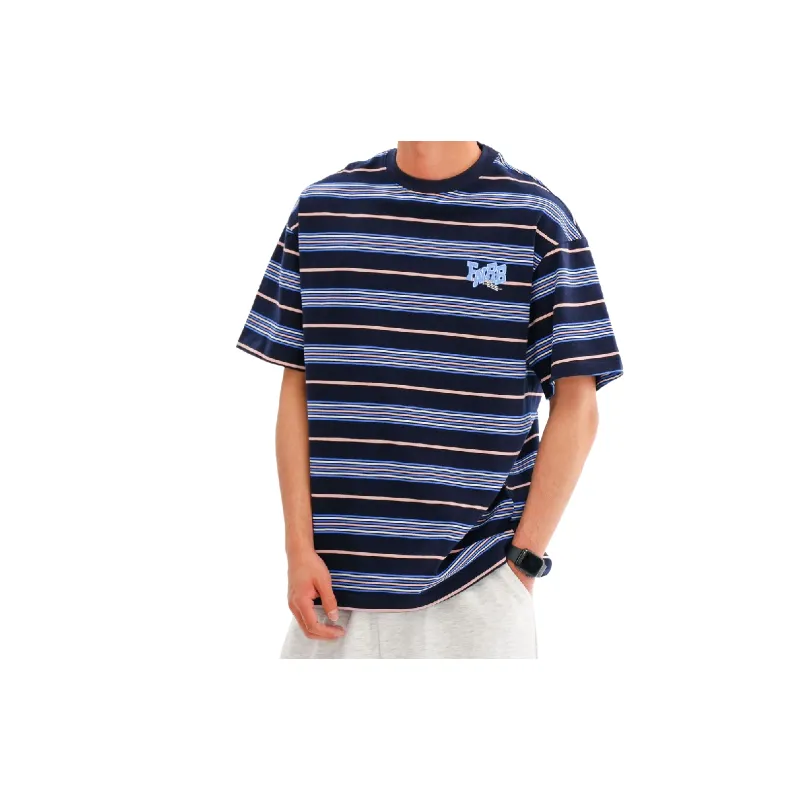 Retro Striped Cotton Blended Fabric T Shirt Unisex-9