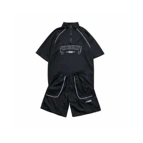 Casual Zipper Polo Shirt And Shorts Set