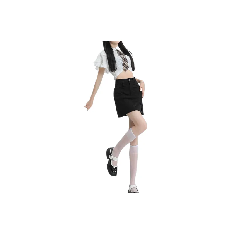 Fashionable Plain Denim Casual Skirt Women-3