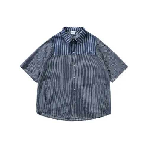 Splicing Striped Denim Shirt