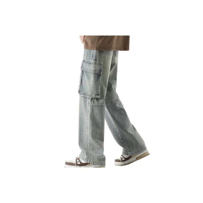 Funky Loose Denim Cargo Pants-7