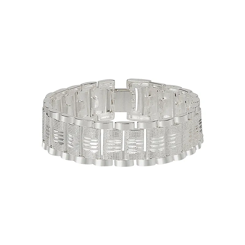 Wide Silver Plated Bracelet