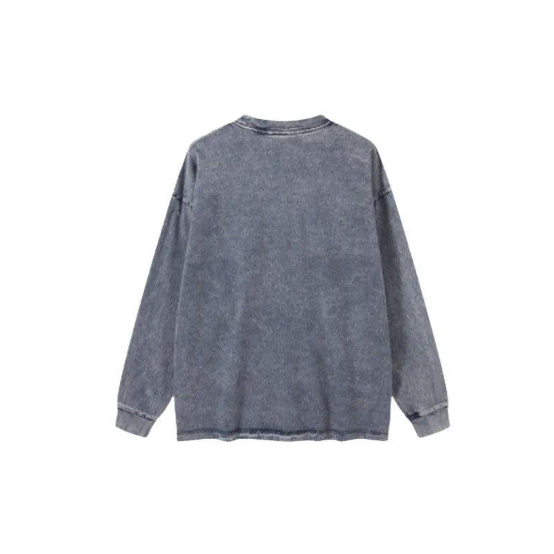 Fashion Retro Washed 100% Cotton Sweatshirt-3