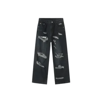 Ripped Straight Leg Jeans