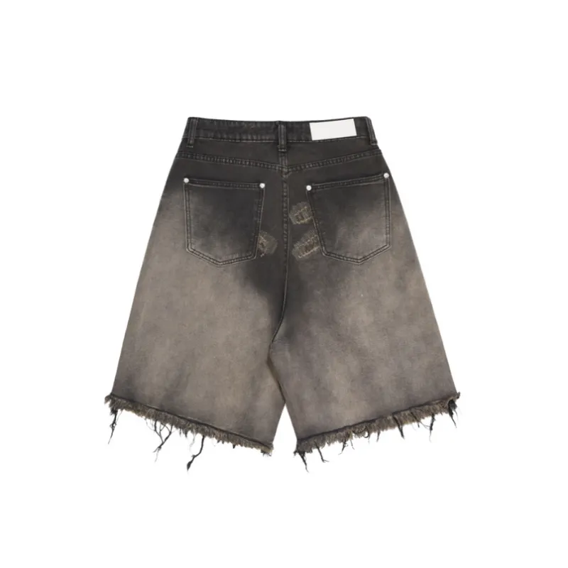 Retro Distress Denim Shorts-1