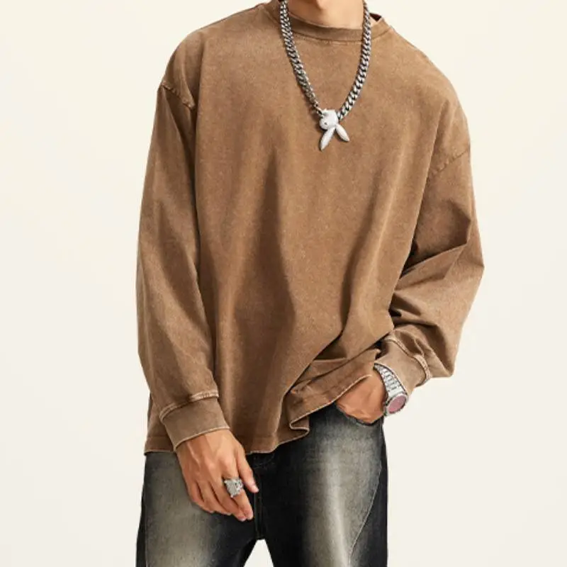 Fashion Retro Washed 100% Cotton Sweatshirt-6