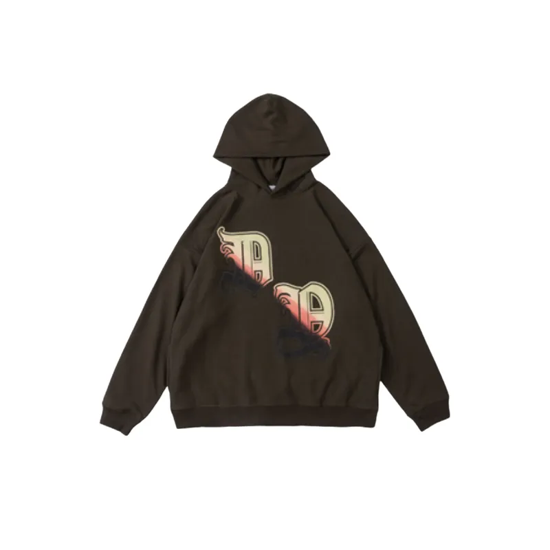 Gradient Print Vintage High Street Ins Hoodie-0
