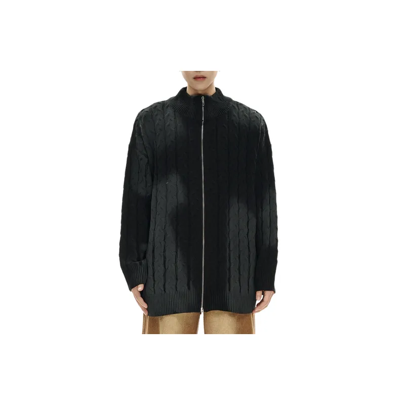 Retro Zipper Cotton Blended Fabric Sweater-2