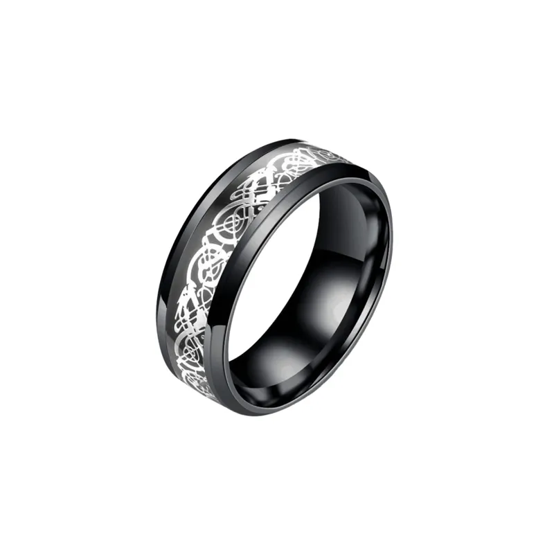 Titanium Steel Dragon Pattern Ring-0