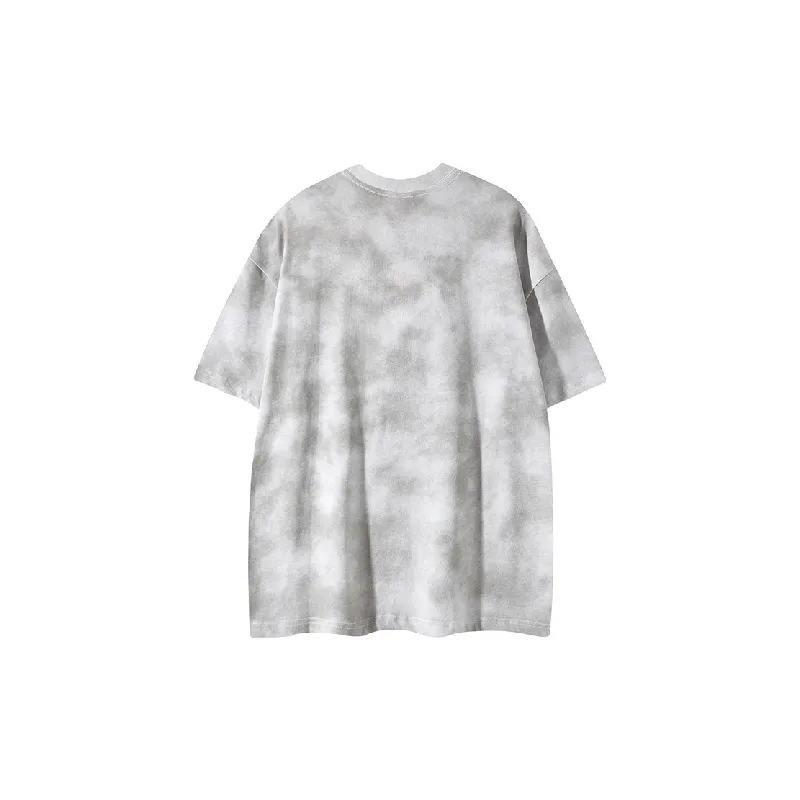 Tie Dye Letter Cotton Blended Fabric T Shirt-5