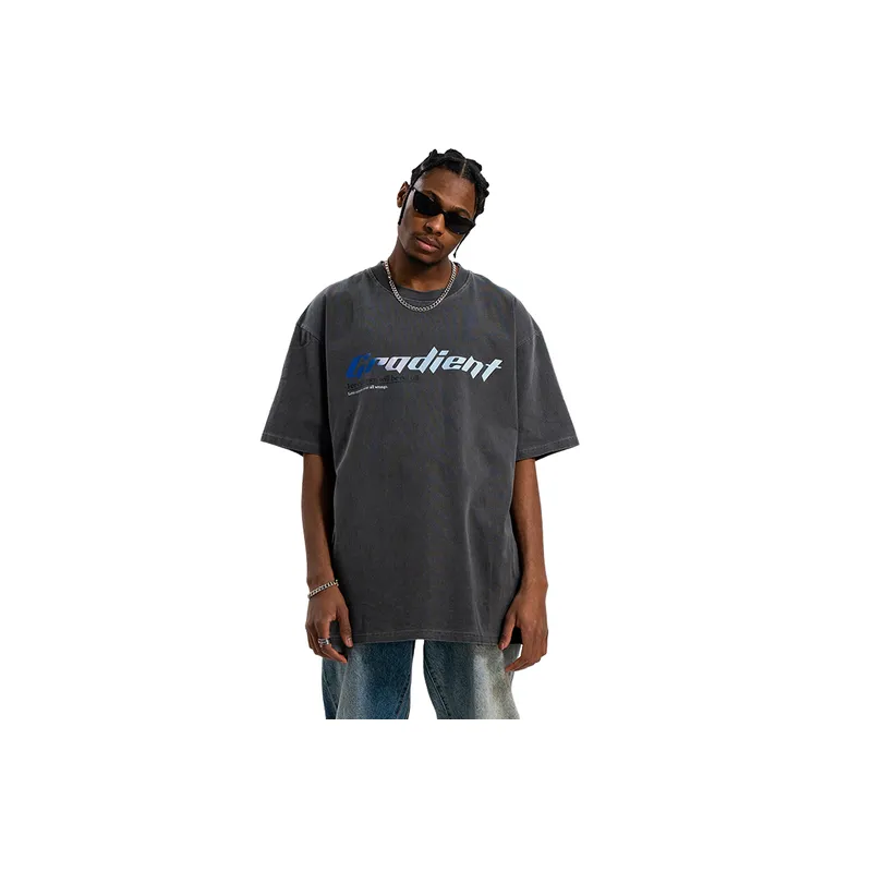 Old Direct Injection Printing Shoulder Loosen T Shirt-3