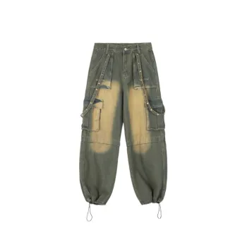 Trendy Loose Multi Pocket Jeans