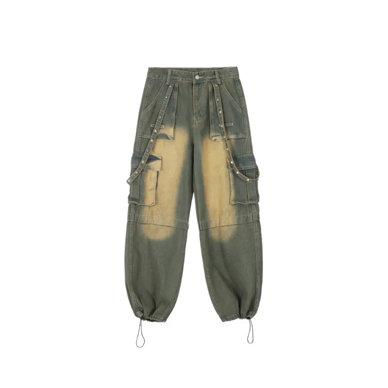 Trendy Loose Multi Pocket Jeans-0