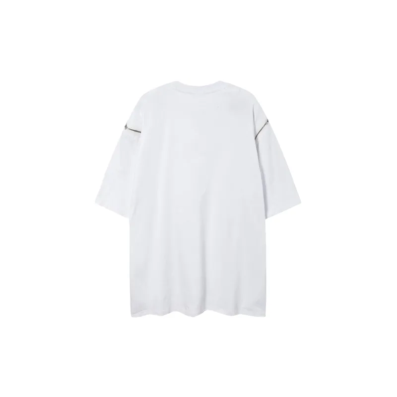 Simple Loose Zipper T Shirt-3