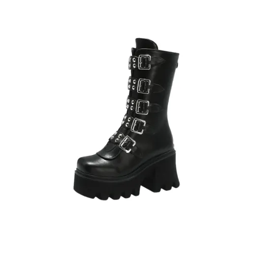 Punk Metal Mid-Calf Boots