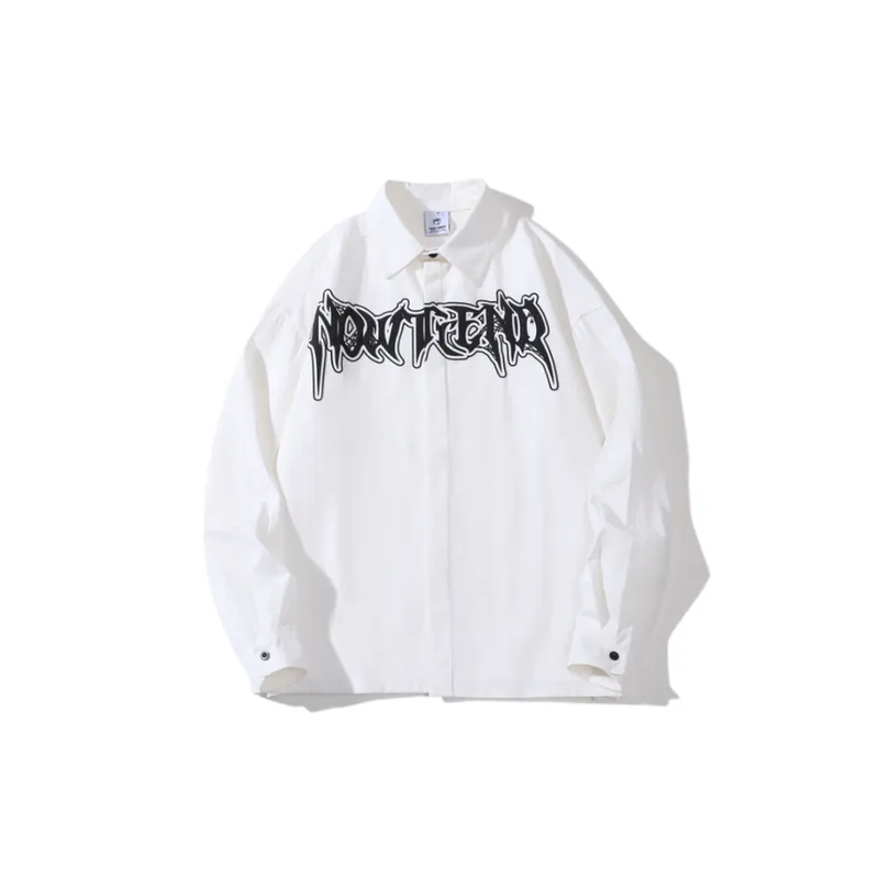 Fashion Brand Loose Printed Long sleeved Design Sense Oversize Lazy Style Casual Shirt-0
