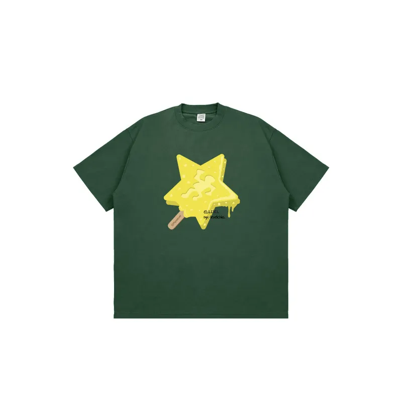 Tide Star Stick Printing Half Sleeve T shirt-2