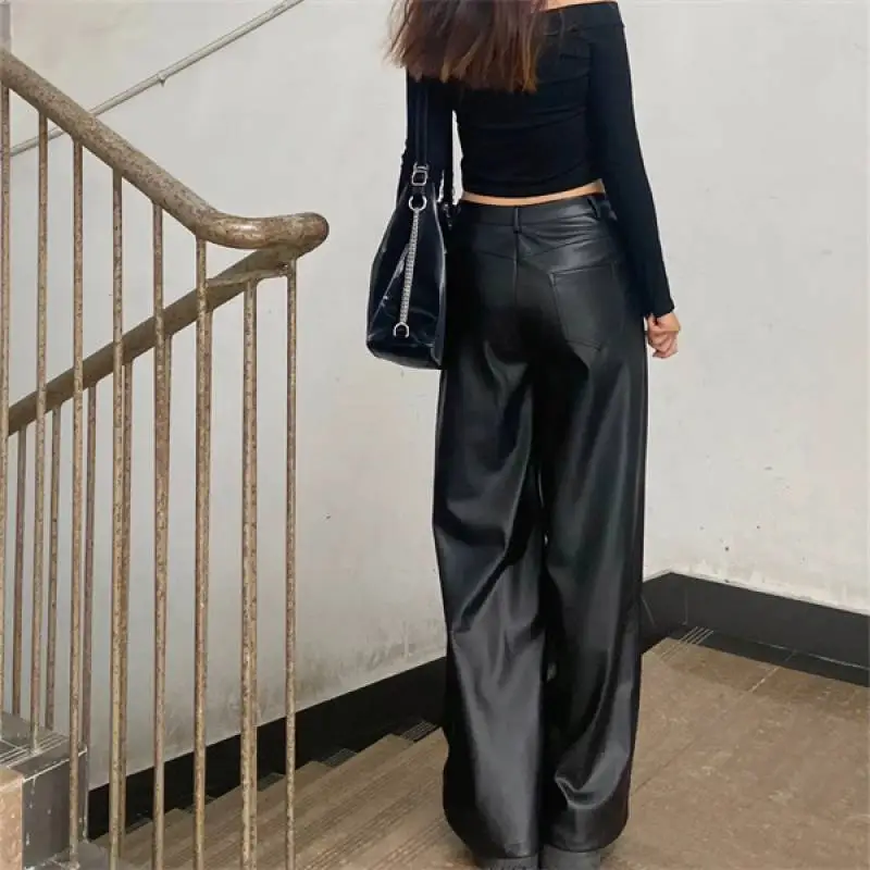 Casual Fashionable Leather Pants-2