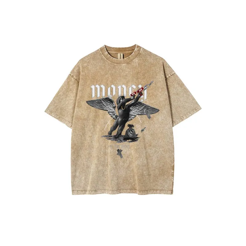 Angel Print Washed T Shirt-6