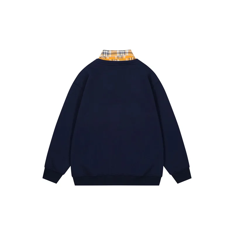 Fake Two piece Plaid Loose Sweatshirt-5