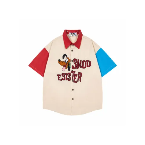 Cartoon Contrast Color Cotton Shirt Unisex