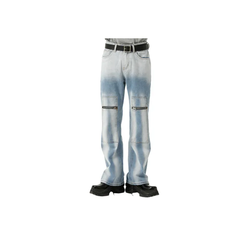 Trendy Splicing Zipper Jeans-2