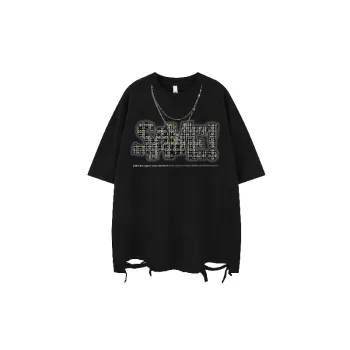 Fashionable Ripped Cotton Blended Fabric T Shirt Unisex