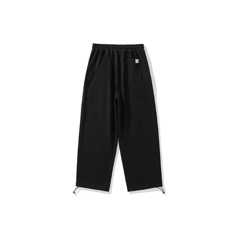Solid Color Stitching Straight Leg Casual Pants-5