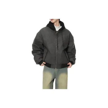 Loose Fake Two Piece Leather Quilted Jacket