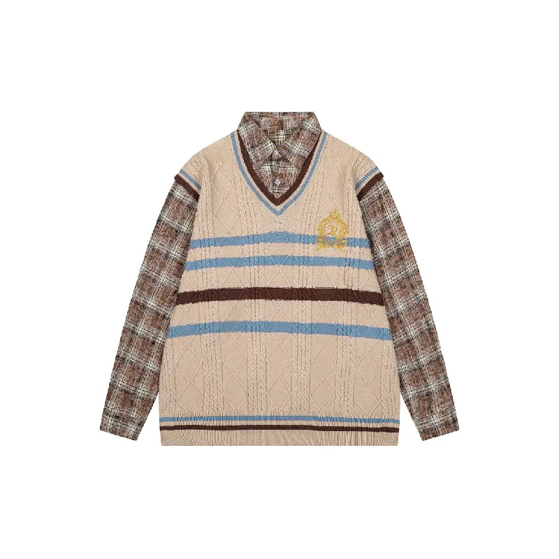 Preppy Loose Blended Synthetic Fabrics Sweater-0
