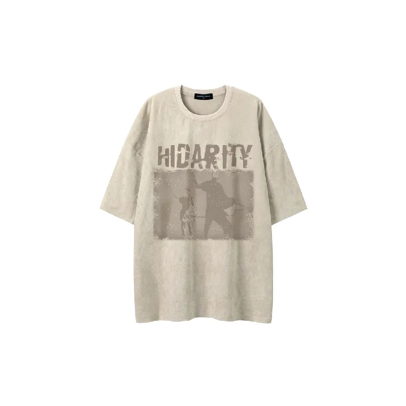 Retro Loose Blended Synthetic Fabrics T Shirt-6