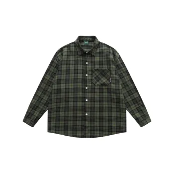 Street Long Sleeve Checked Fabric Shirt Unisex