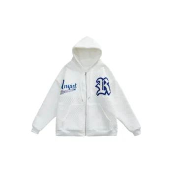 Letter Printed Hooded Zipper Hoodie