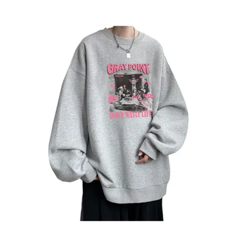 Fashion High Street Hip-hop Crewneck Loose Fleece-lined Thickened Sweatshirt