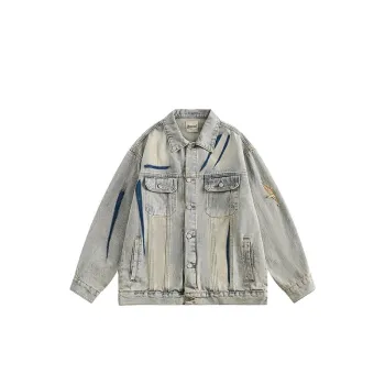 Denim Washed Yellow Cement Design Sense Jacket