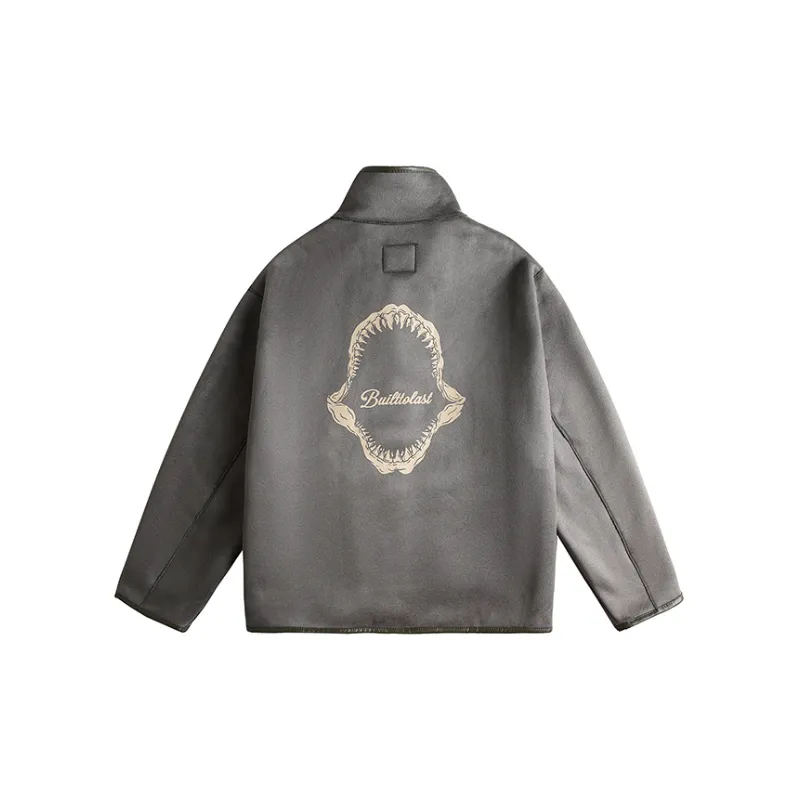 Retro Back Printed Casual Cotton Coat-1