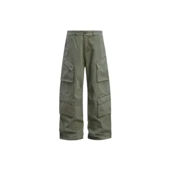 Retro Washed Loose Cotton Cargo Pants