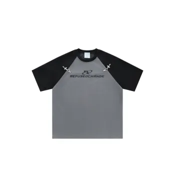 Retro Loose Trendy Stitching Short Sleeved T Shirt