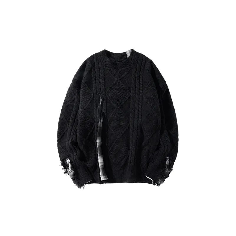 Retro Casual Loose Ripped Sweater-0
