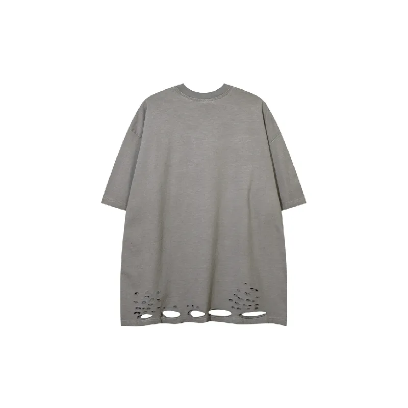 Fashionable Ripped Cotton Blended Fabric T Shirt Unisex-3