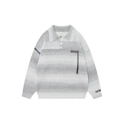Niche Gradient Striped Loose Pullover Collar Sweater