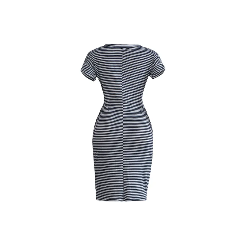 Simple Plain Cotton Dress Women-5